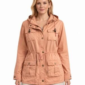 41 Hawthorn Utility Jacket with Hood Salmon Blush Pink Size Large